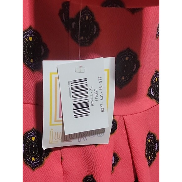 NWT LuLaRoe Amelia Dress XL Pink Ombre Paisley Pleated Stretch Pockets Zip - Picture 5 of 9